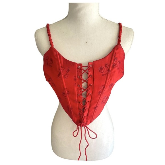 NWT For love & Lemons Lillian Red Floral Corset Top Rose Romantic Whimsigoth XXS - Picture 8 of 15